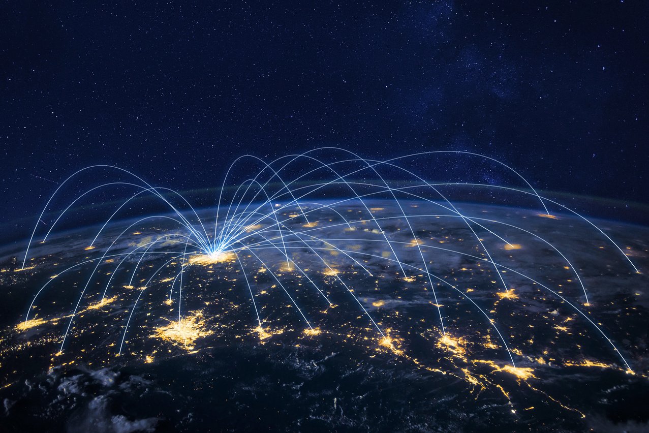 distribution and delivery concept, network over planet Earth